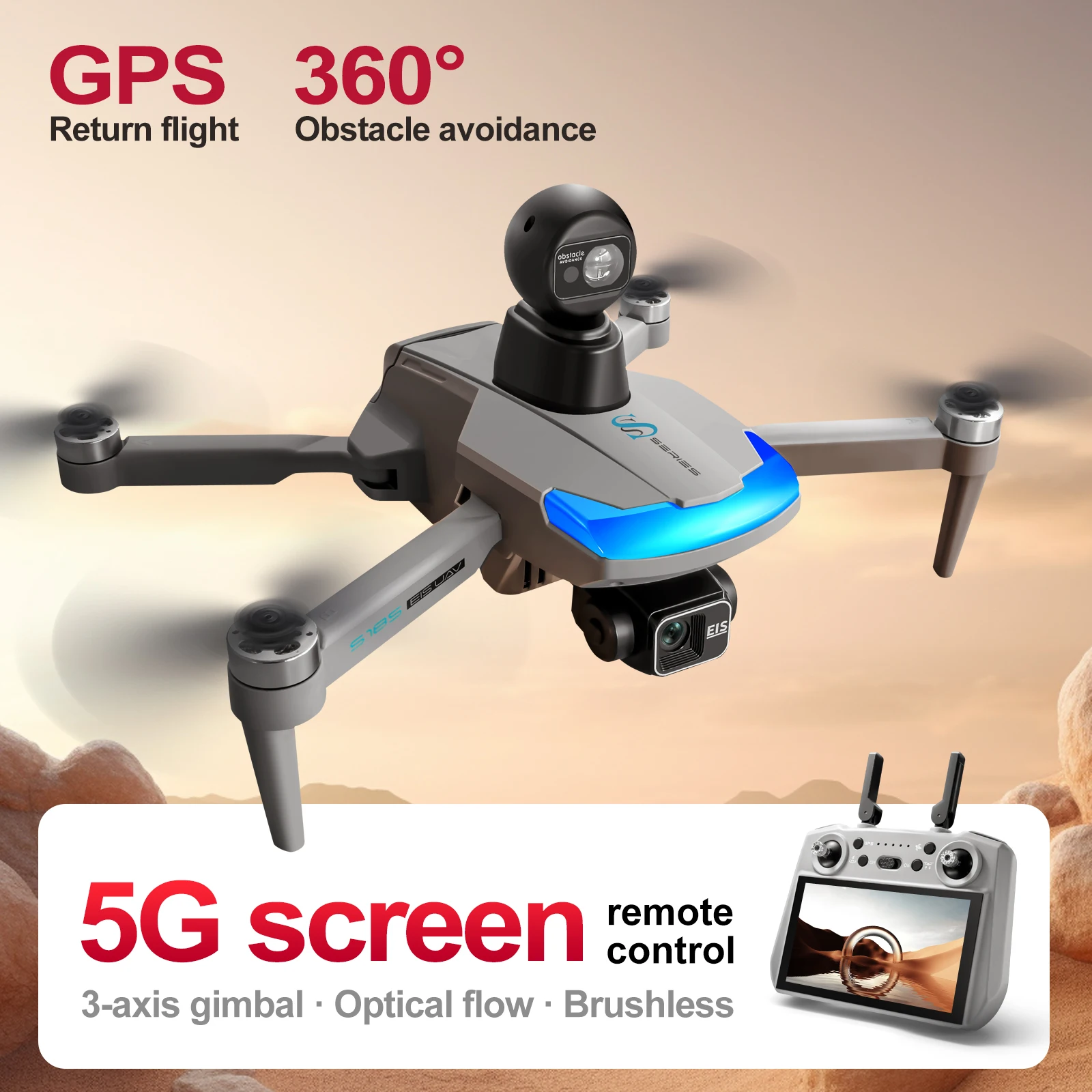 Drone Gimbal Brushless - طائرة بدون طيار احترافية S185 كاميرا