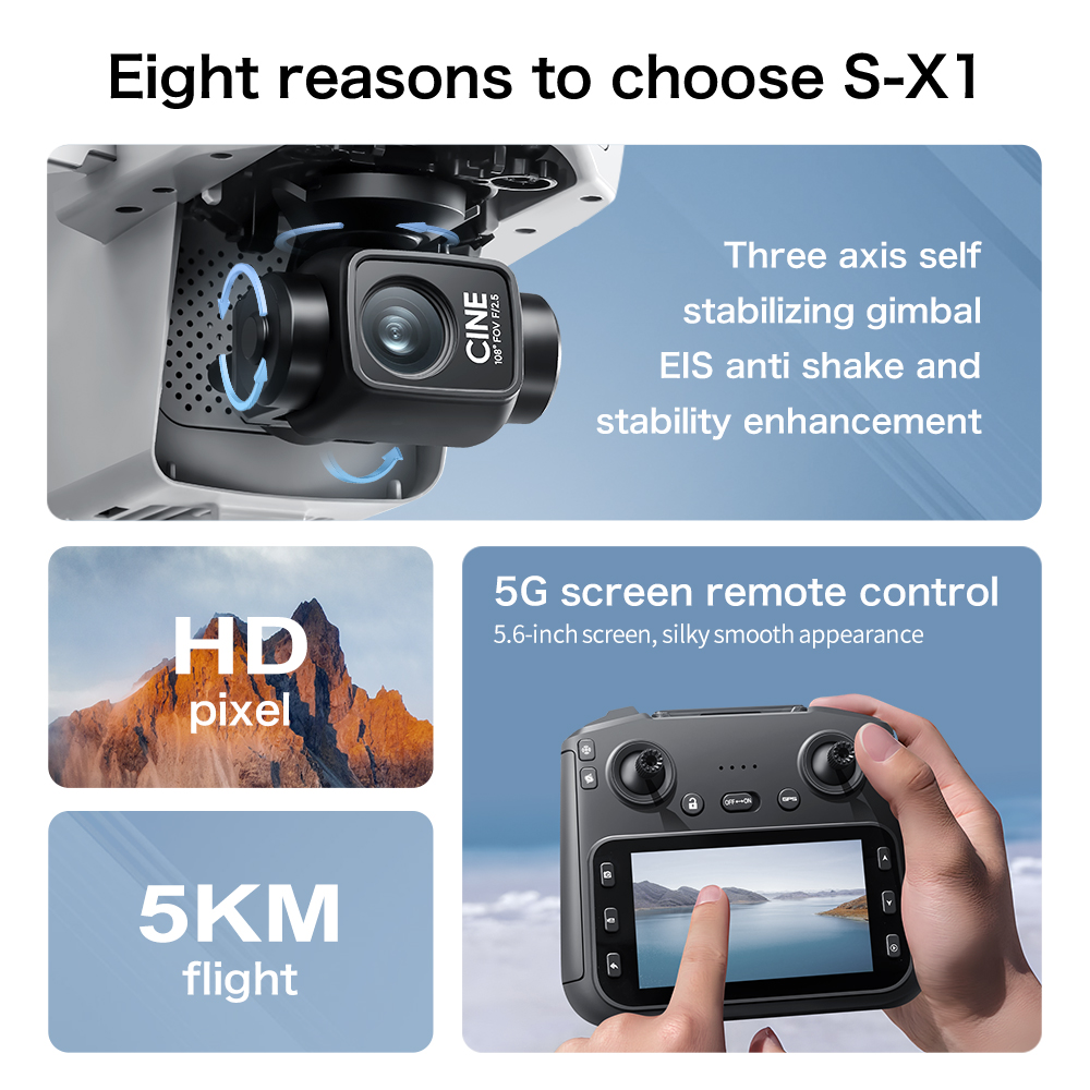 طائرة بدون طيار S-X1 MAX GPS م - مراجعة Drone Gimbal 3 Axis وسعره