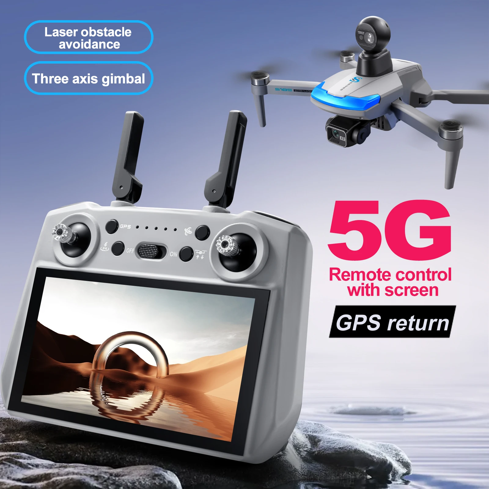 طائرة بدون طيار احترافية S185  - مراجعة Drone Gimbal Brushless وسعره
